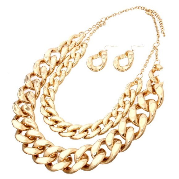 ➕5 set ROXANNE LAYERED GOLD LINK NECKLACE SET➕ NWT - Picture 2 of 5